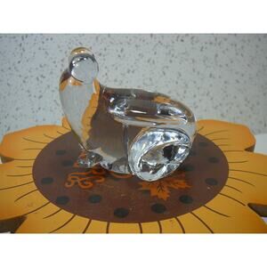 Hand Blown Clear Art Glass Frog Paperweight